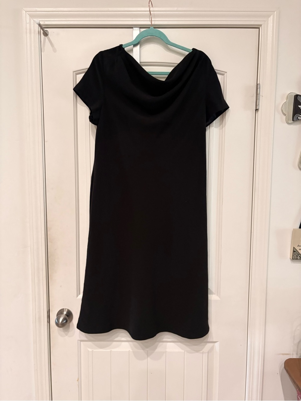 Calvin Klein Black Cowl-Neck Midi Dress with Short Sleeves